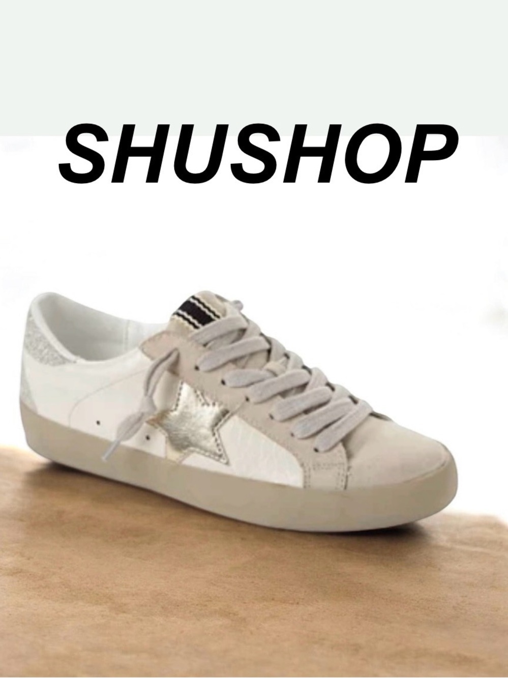 SHUSHOP Paula Low Top Star sneakers glitter back tennis shoes women’s size 7